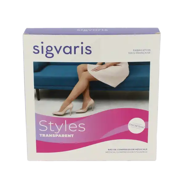 Sigvaris Styles Transparent Bas Auto-fixants  Femme Classe 2 Beige 130 Small Normal