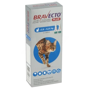 Bravecto Plus 250 Mg / 12,5 Mg Solution Pour Spot-on Pour Chats De Taille Moyenne (> 2,8 - 6,25 Kg), Solution Pour Spot-on