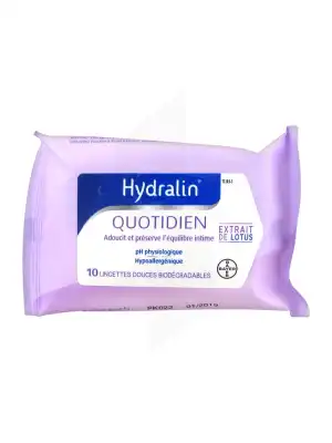 Hydralin Quotidien Lingette Adoucissante Usage Intime Pack/10 à LA-RIVIERE-DE-CORPS