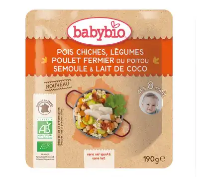 BABYBIO Poche Pois chiches Légumes Poulet Semoule Coco