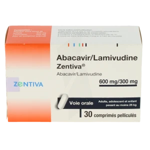 Abacavir/lamivudine Zentiva 600 Mg/300 Mg, Comprimé Pelliculé