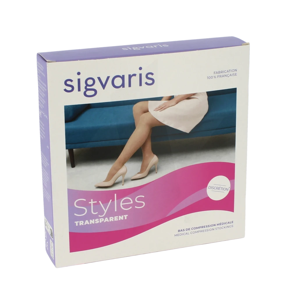 Sigvaris Styles Transparent Bas Auto-fixants  Femme Classe 2 Beige 130 Small Normal