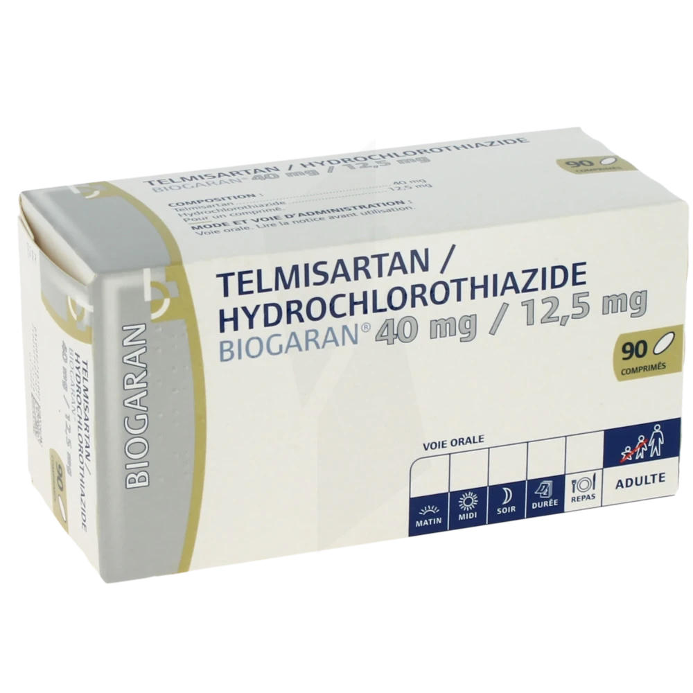 Telmisartan/hydrochlorothiazide Biogaran 40 Mg/12,5 Mg, Comprimé