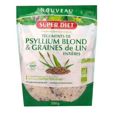 Superdiet Psyllium + Graine De Lin Bio Sachet/200g à VALENCE