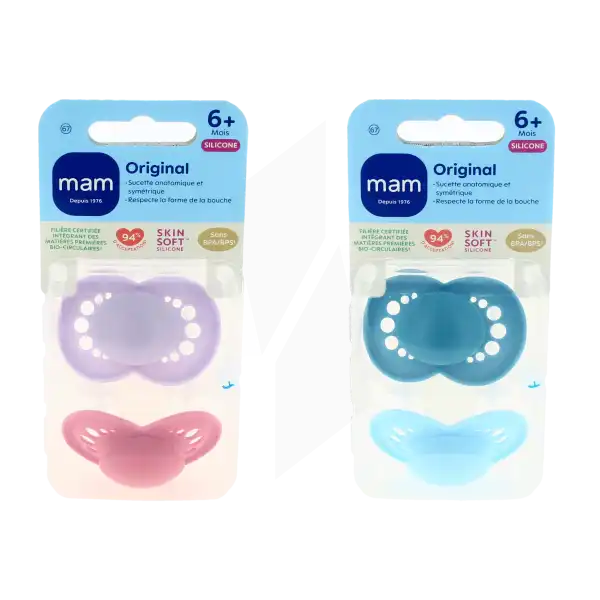 MAM ORIGINAL Sucette silicone 6 mois et + tendance Boîte de 2