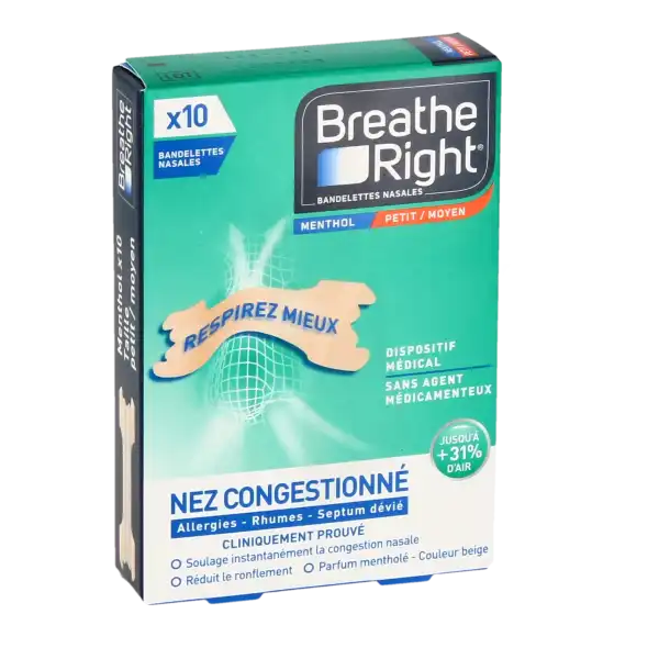 Breathe Right Bdlette Nasale Menthe Medium B/10