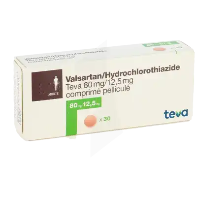 VALSARTAN/HYDROCHLOROTIAZIDE TEVA 80 mg/ 12,5 mg, comprimé pelliculé