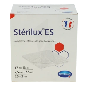 Sterilux Es Compr Gaze Stérile 7,5x7,5cm 25sach/2