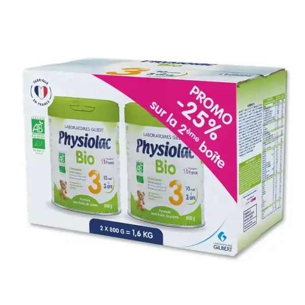 Physiolac Bio 3 Croissance Lait En Poudre 2b/800g