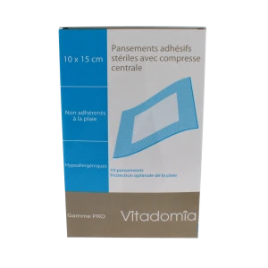 Vitadomia Pansements Adhésif Stérile Avec Compresse 10x15cm B/10