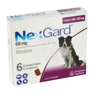 Nexgard 68mg Chiens 10-25kg Boîte de 6 comprimés