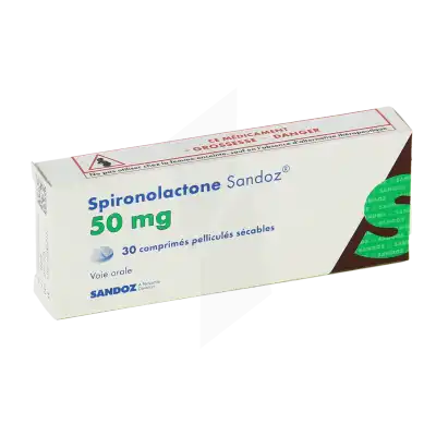 Spironolactone Sandoz 50 Mg, Comprimé Pelliculé Sécable à Paris