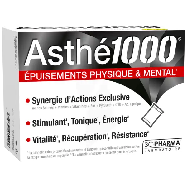 Asthe 1000 Poudre à Diluer épuisements Physique & Mental 10 Sachets