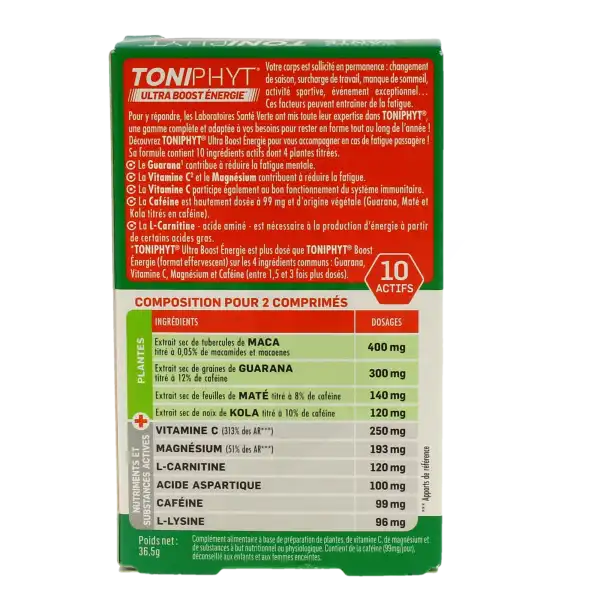 Santé Verte Toniphyt Ultra Boost Energie Comprimés Boîte De 30