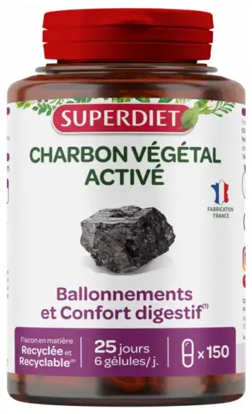 Superdiet Charbon Végétal Activé Gélules Pot/150