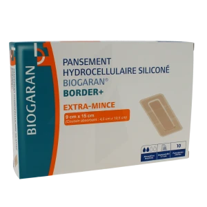 Biogaran Border + Extra Mince Pans Hydrocellulaire Siliconé 9x15cm B/10