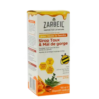 Zarbeil Sirop Toux Gorge Adulte Enfant Flacon De 150 Ml à PARIS