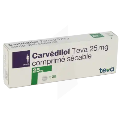 Carvedilol Teva 25 Mg, Comprimé Sécable à Clermont-Ferrand