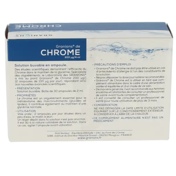 Granions De Chrome 200µg Solution Buvable 30 Ampoules/2ml