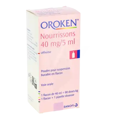 Oroken Nourrissons 40 Mg/5 Ml, Poudre Pour Suspension Buvable En Flacon à Ris-Orangis