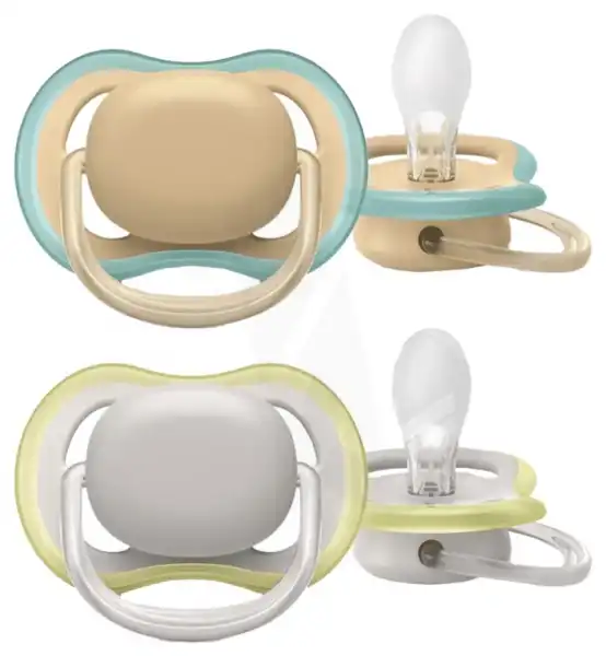 Avent Ultra Air Sucette Silicone 0-6mois Bleu/jaune B/2