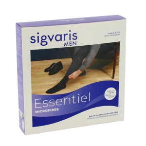 Sigvaris Essentiel Microfibre Bas Auto-fixants Po Homme Classe 2 Noir Small Normal