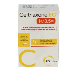 Ceftriaxone Eg 1 G/3,5 Ml, Poudre Et Solvant Pour Solution Injectable (im)
