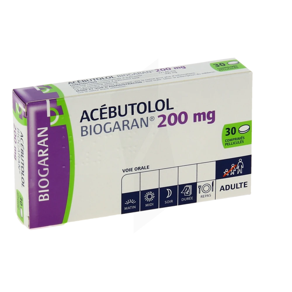 Acebutolol Biogaran 200 Mg, Comprimé Pelliculé