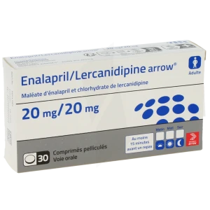 Enalapril/lercanidipine Arrow 20 Mg/20 Mg, Comprimé Pelliculé