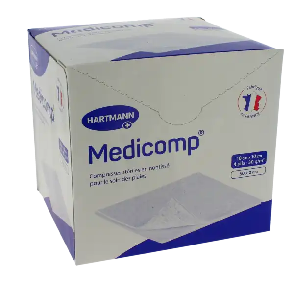 Medicomp® Compresses En Nontissé 10 X 10 Cm - Pochette De 2 - Boîte De 50