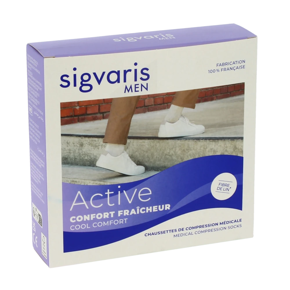 Sigvaris Active Confort FraÎcheur Chaussettes  Homme Classe 2 Écru Medium Normal