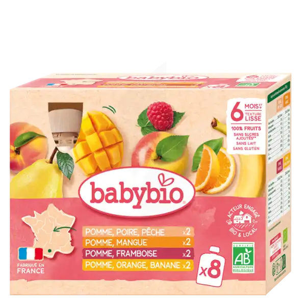 Babybio Aliment Infant Multi Parfums Fruits 2 8gourdes/90g