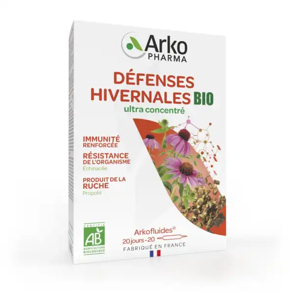 Arkofluide Bio Ultraextract Solution Buvable Défenses Hivernales 20 Ampoules/10ml