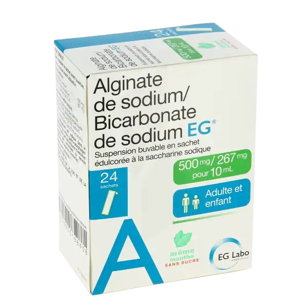 Alginate De Sodium/bicarbonate De Sodium Eg 500 Mg/267 Mg Pour 10 Ml, Suspension Buvable En Sachet