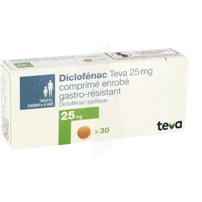 Diclofenac Teva 25 Mg, Comprimé Enrobé Gastro-résistant à Eysines