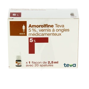 Amorolfine Teva 5 % Vernis Ongl Médic Médicamenteux 1fl Ver/2,5ml+spat