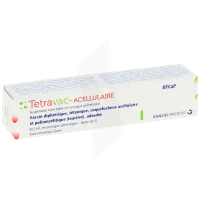 Tetravac-acellulaire, Suspension Injectable En Seringue Préremplie. Vaccin Diphtérique, Tétanique, Coquelucheux Acellulaire Et Poliomyélitique (inactivé), Adsorbé à LIVRON-SUR-DROME