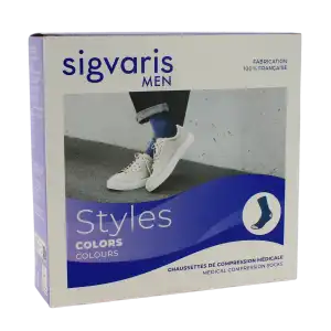 Sigvaris Styles Urban Colors Chaussette Classe 2 Homme Noir/aubergine Long M à Muret