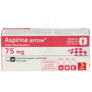 Aspirine Arrow 75 Mg, Comprimé Gastro-résistant
