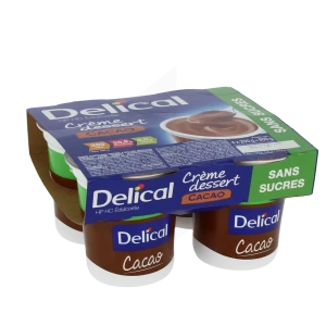 Delical Crème Hp Hc Sans Sucres Nutriment Cacao 4pots/200g