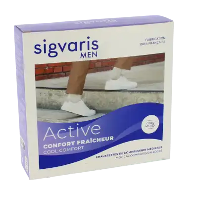 Sigvaris Active Confort FraÎcheur Chaussettes  Homme Classe 2 Écru Large Normal à BOURG-SAINT-ANDÉOL