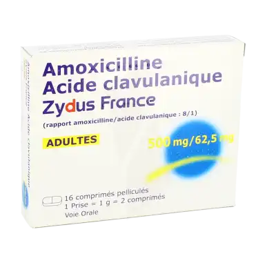 Amoxicilline/acide Clavulanique Zydus France 500 Mg/62,5 Mg Adultes, Comprimé Pelliculé (rapport Amoxicilline/acide Clavulanique: 8/1) à Paris