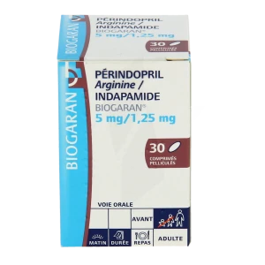 Perindopril Arginine/indapamide Biogaran 5 Mg/1,25 Mg, Comprimé Pelliculé