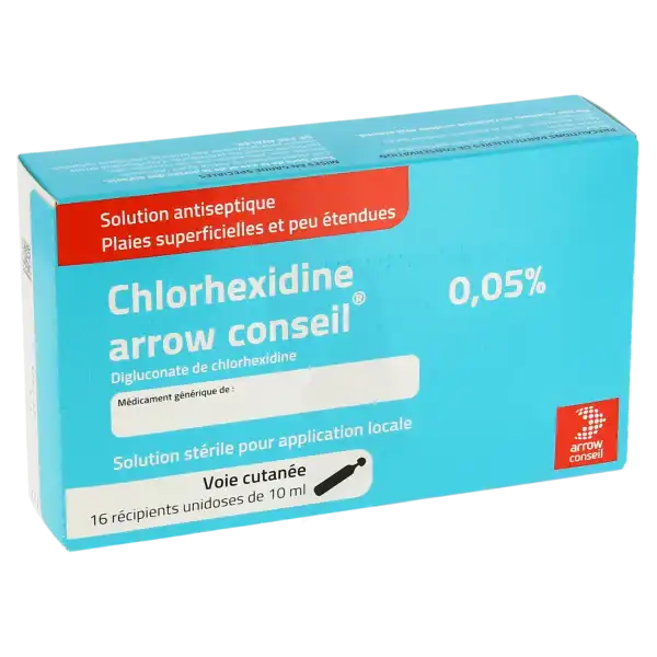 Chlorhexidine Arrow Conseil 0,05 %, Solution Pour Application Locale En Récipient Unidose