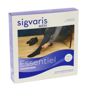 Sigvaris Essentiel Microfibre Bas Auto-fixants  Homme Classe 2 Noir Large Normal