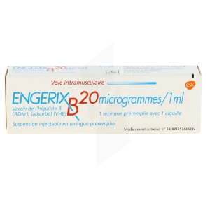 Engerix B 20 Microgrammes/1 Ml, Suspension Injectable En Seringue Préremplie. Vaccin De L'hépatite B (adnr), (adsorbé) (vhb)
