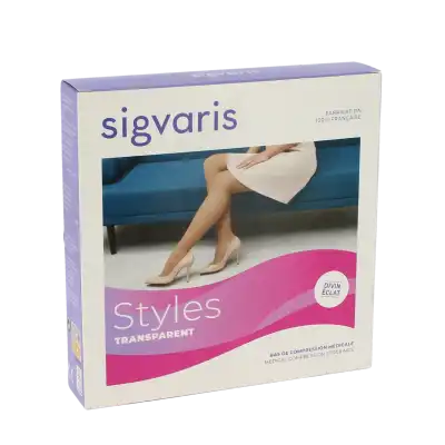Sigvaris Styles Transparent Bas Auto-fixants  Femme Classe 2 Beige 120 Medium Long à Gourbeyre