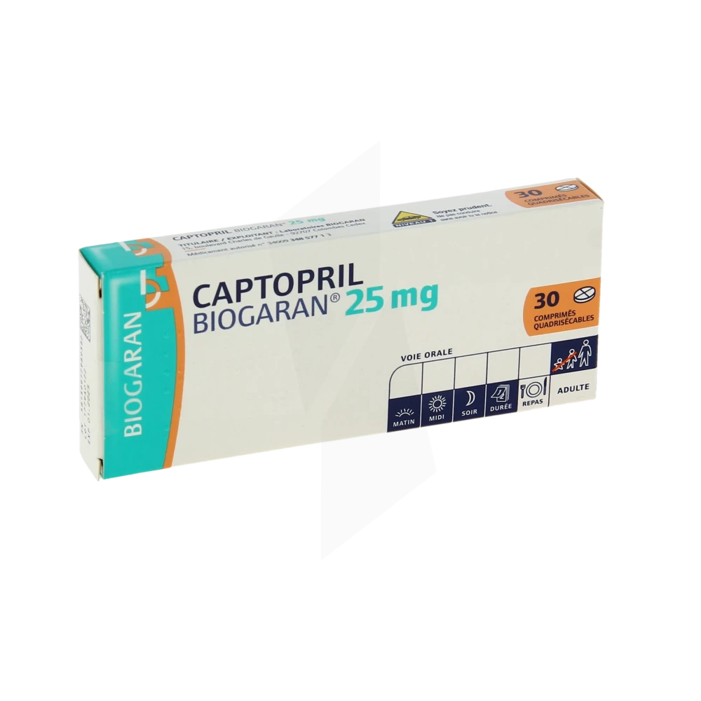 Captopril Biogaran 25 Mg, Comprimé Quadrisécable