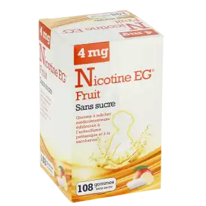 Nicotine Eg Fruit 4 Mg Sans Sucre, Gomme à Mâcher Médicamenteuse édulcorée à L'acésulfame Potassique Et à La Saccharine à PEYNIER