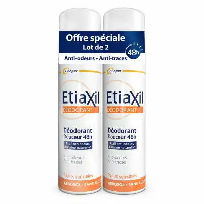 Etiaxil Déodorant Douceur 48h Sans Aluminium 2aérosols/150ml à Gourbeyre
